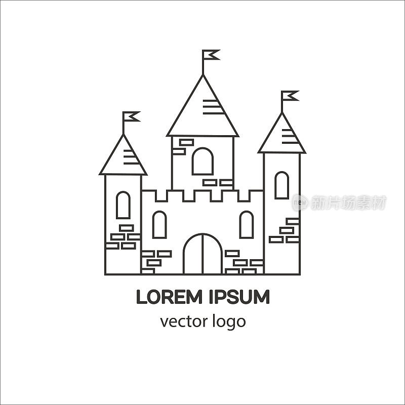 城堡、要塞、中世纪城堡矢量标志。