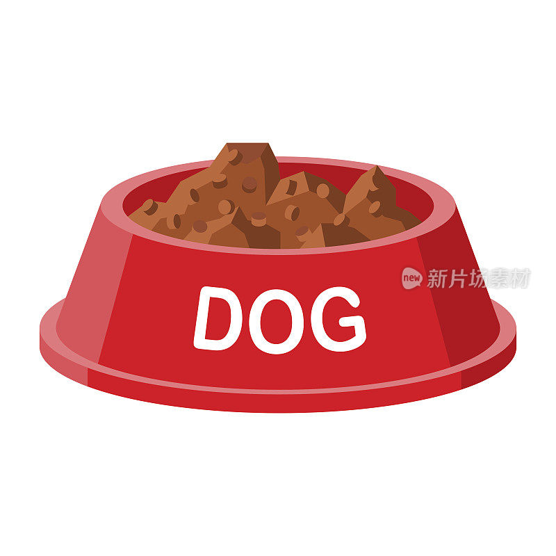 装满食物的狗碗。