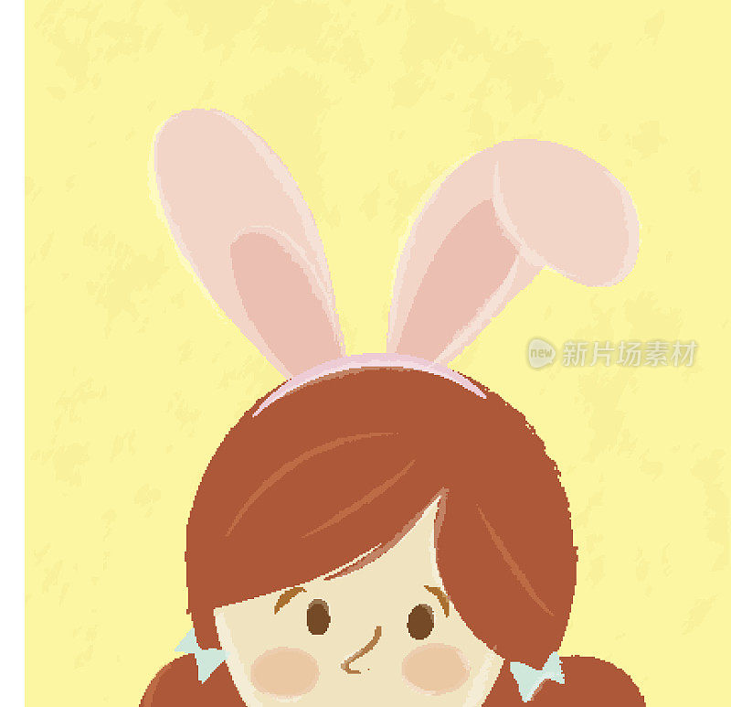 可爱的女孩兔兔耳朵。
