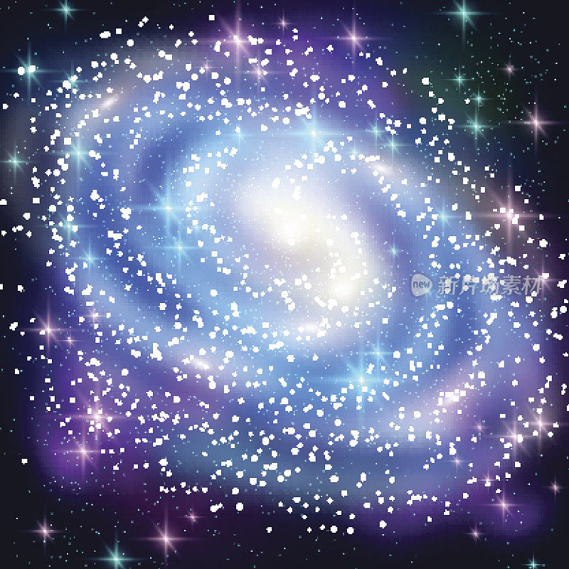 带有闪亮恒星的蓝色螺旋星系。