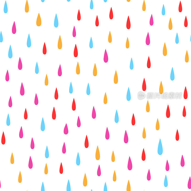 色彩鲜艳的雨滴。无缝图案与雨滴。