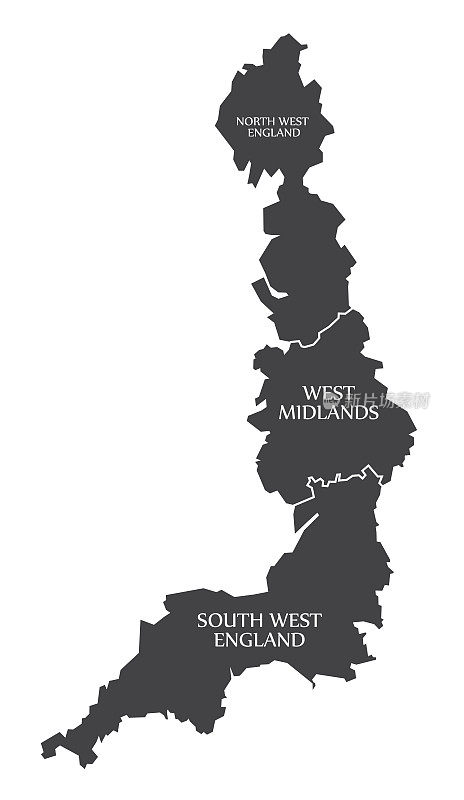 英格兰的西海岸与西北英格兰-西米德兰-西南英格兰地图英国插图