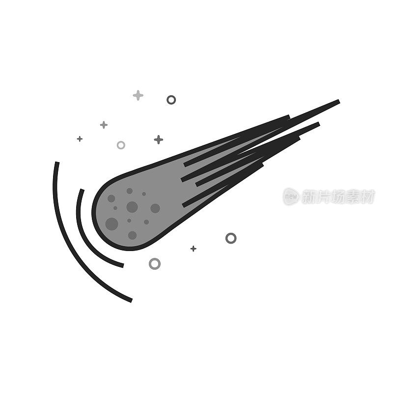 平坦的灰度图标-彗星