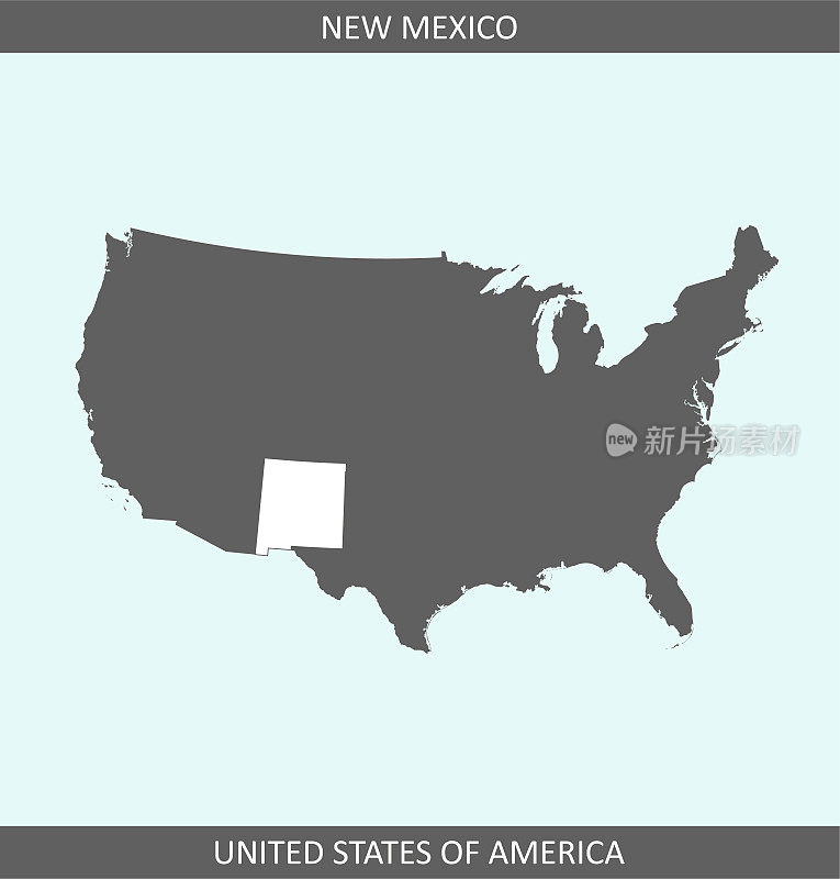 新墨西哥地图矢量轮廓灰色背景