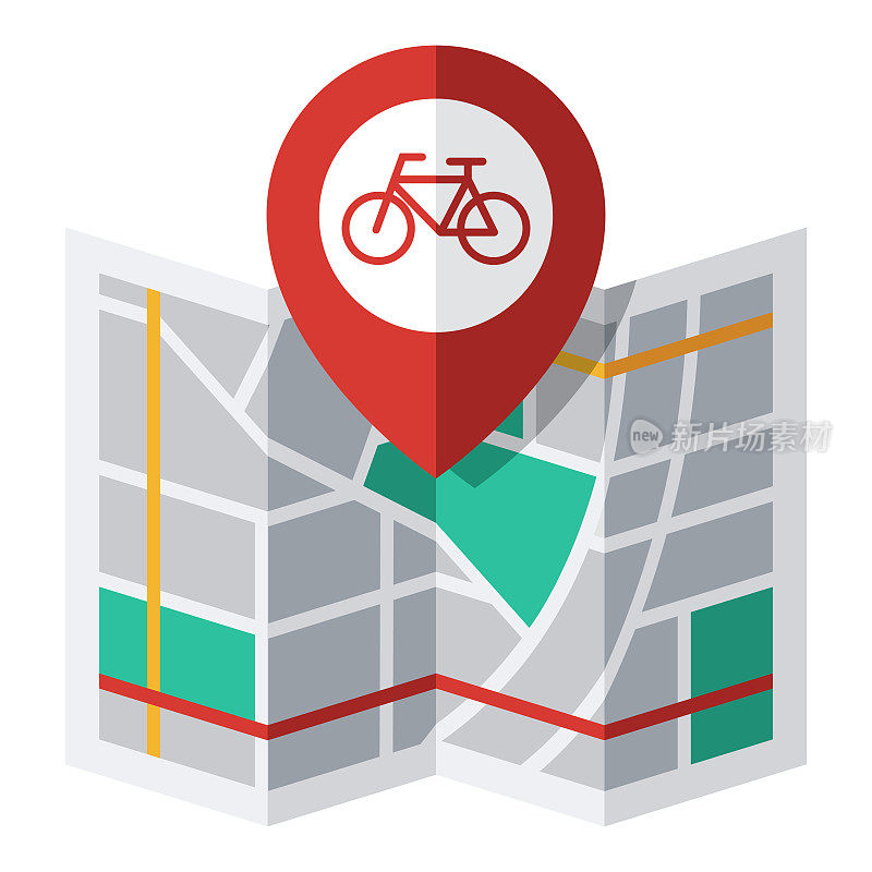 自行车路径地图引脚图标