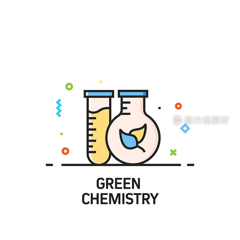 绿色化学图标直线设计