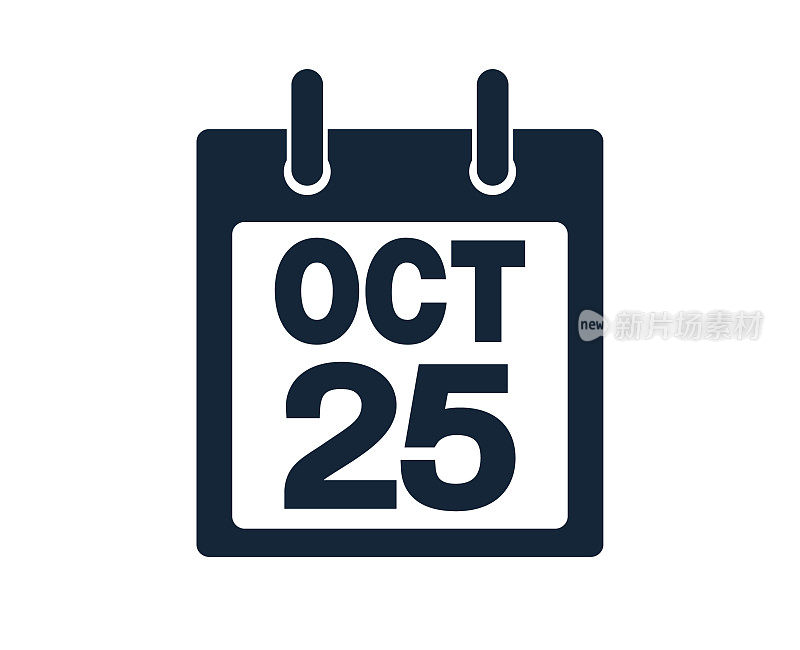 10月25日日历图标股票矢量插图