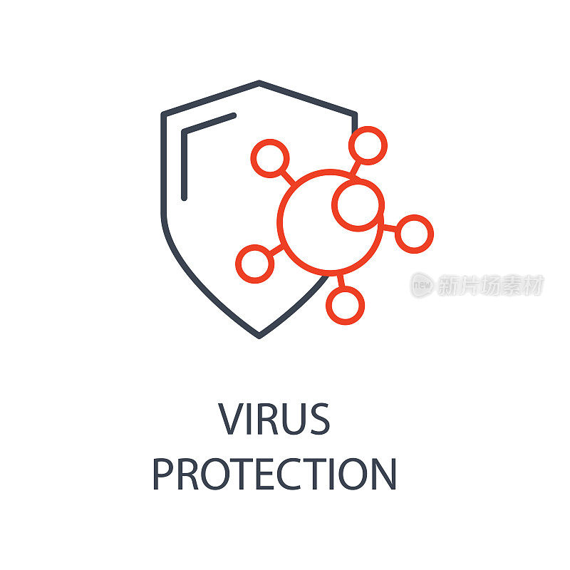 病毒和防护盾-图标。冠状病毒矢量图