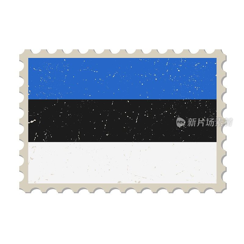 爱沙尼亚垃圾邮票。复古明信片矢量插图与爱沙尼亚国旗孤立的白色背景。复古的风格。