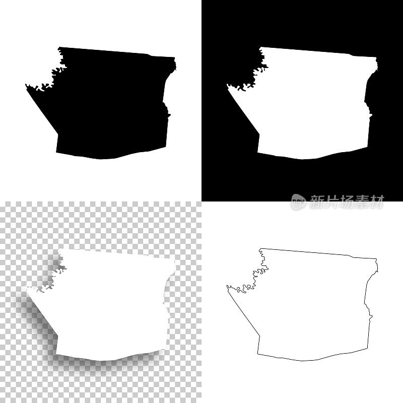 哈特县，肯塔基州。设计地图。空白，白色和黑色背景