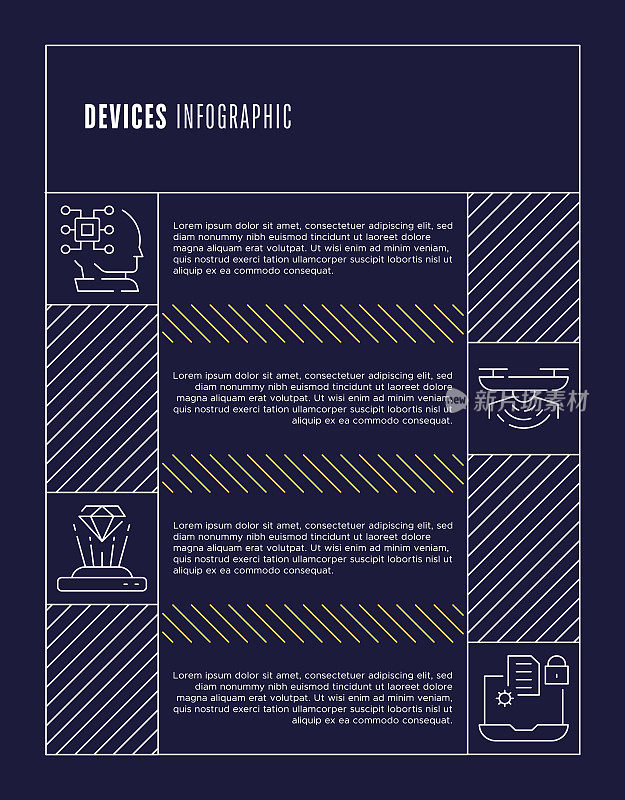 设备信息图模板-桌面，PC，笔记本电脑，数字平板电脑，智能手表，技术