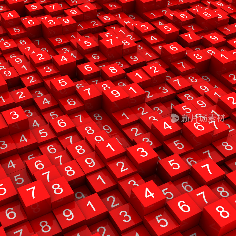 许多红色方块上有各种各样的数字