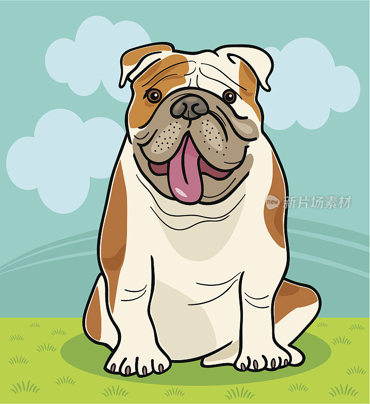 英国斗牛犬犬卡通插画