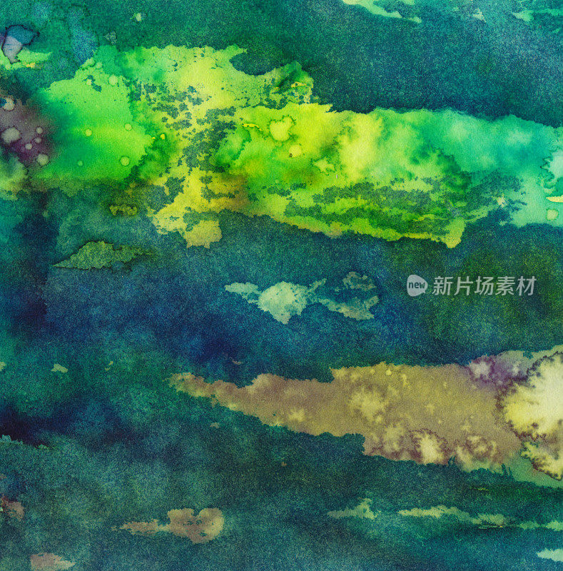 明亮的绿色和蓝色手绘背景