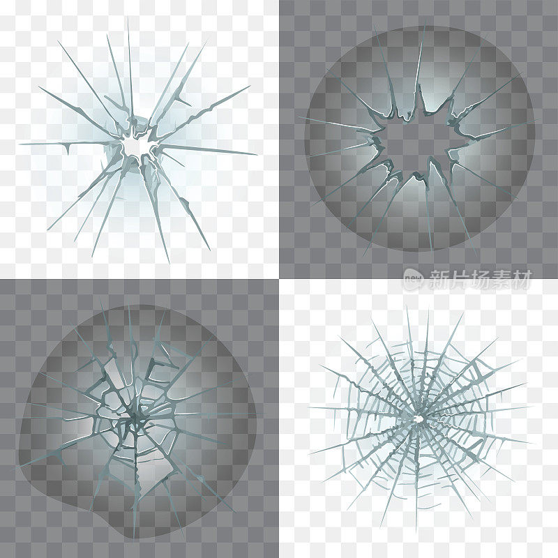 破碎和损坏的玻璃矢量集