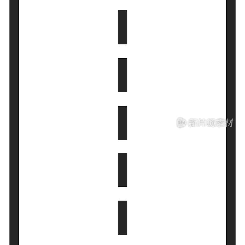 直线道路与白色标记向量插图。高速公路道路图标。