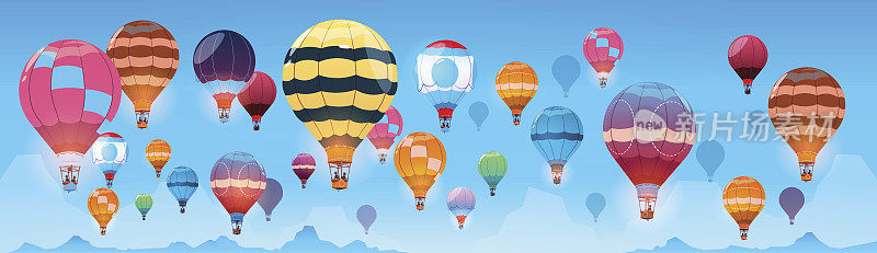 五颜六色的气球在天空中飞翔