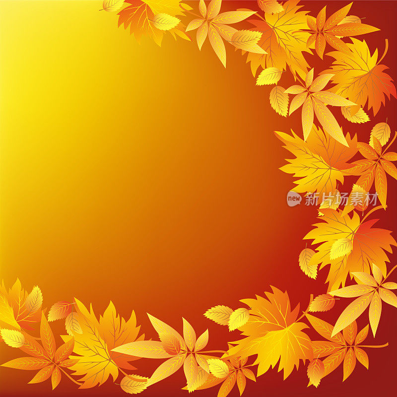 抽象的自然金色背景与落叶