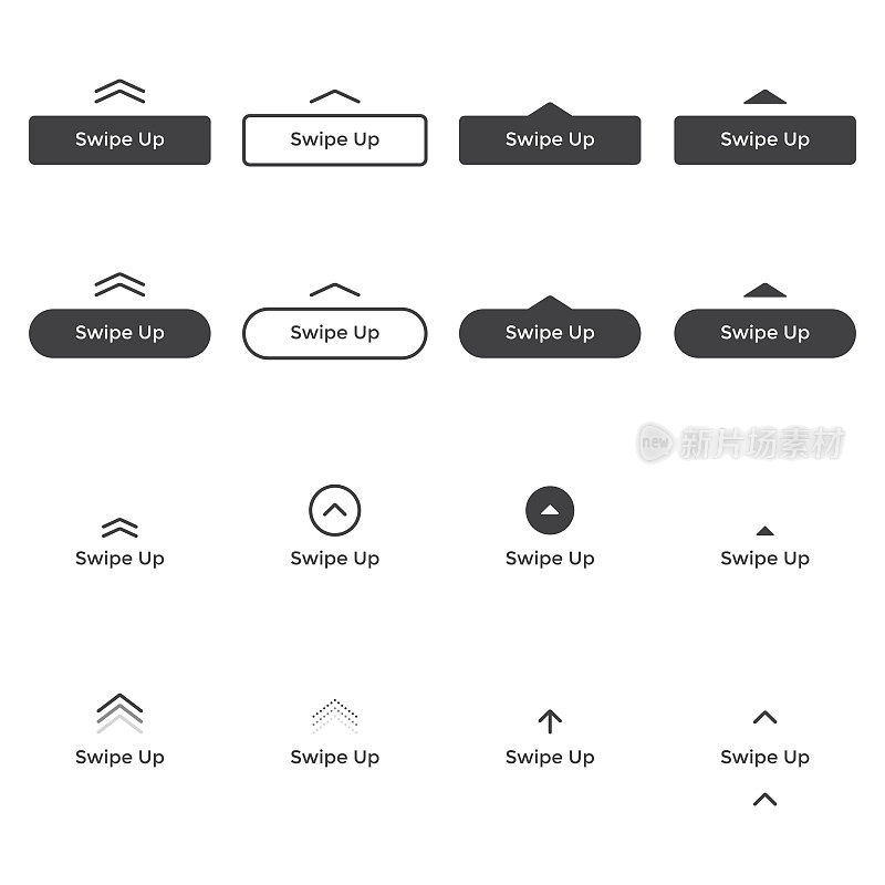 向上滑动图标设置孤立的背景。向上滑动设置故事按钮矢量设计。