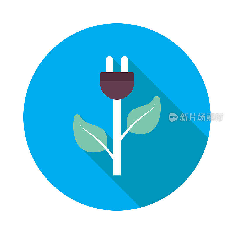 绿色能源平面图标。符号矢量插图平面设计