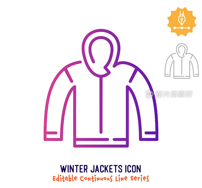 冬季夹克连续线可编辑的描线
