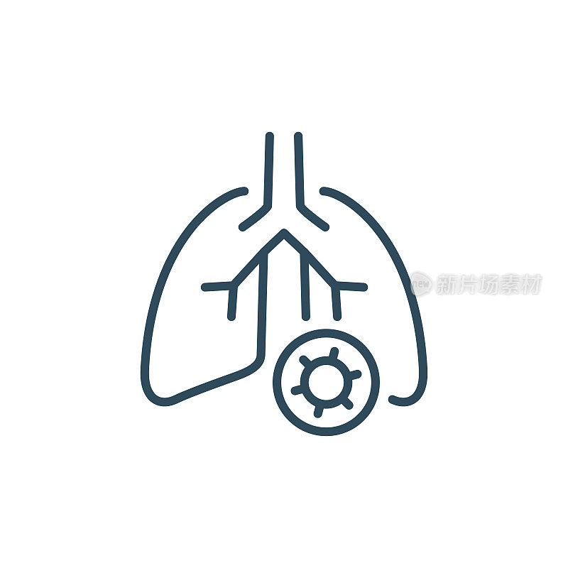 肺和病毒性肺炎-图标。冠状病毒矢量图