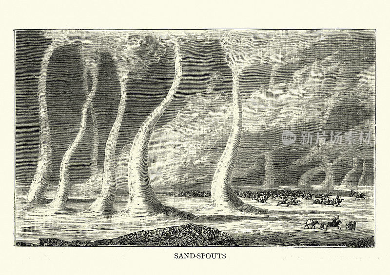 十九世纪，维多利亚时代沙漠中形成的沙柱