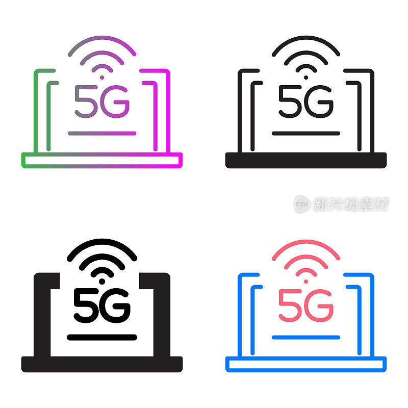 5G技术矢量符号图标-简单的图标，优质的设计元素