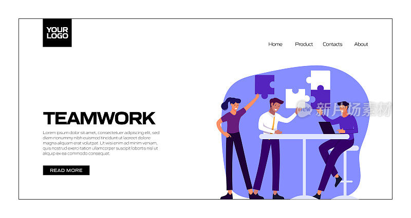 团队概念矢量插图登陆页面模板，网站横幅，广告和营销材料，在线广告，业务演示等。