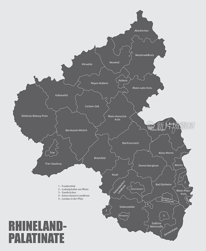莱茵兰-普法尔茨州行政区划图