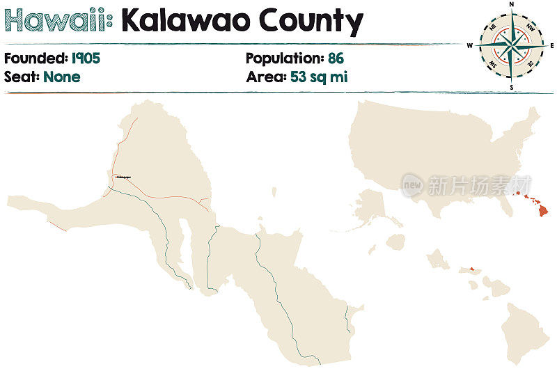 夏威夷卡拉瓦县地图