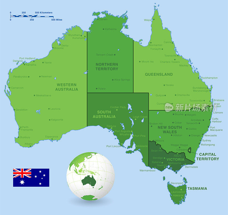 澳大利亚向量绿色地图集