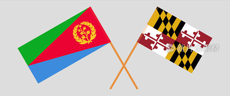厄立特里亚和马里兰州的国旗交叉。官方色彩。正确的比例