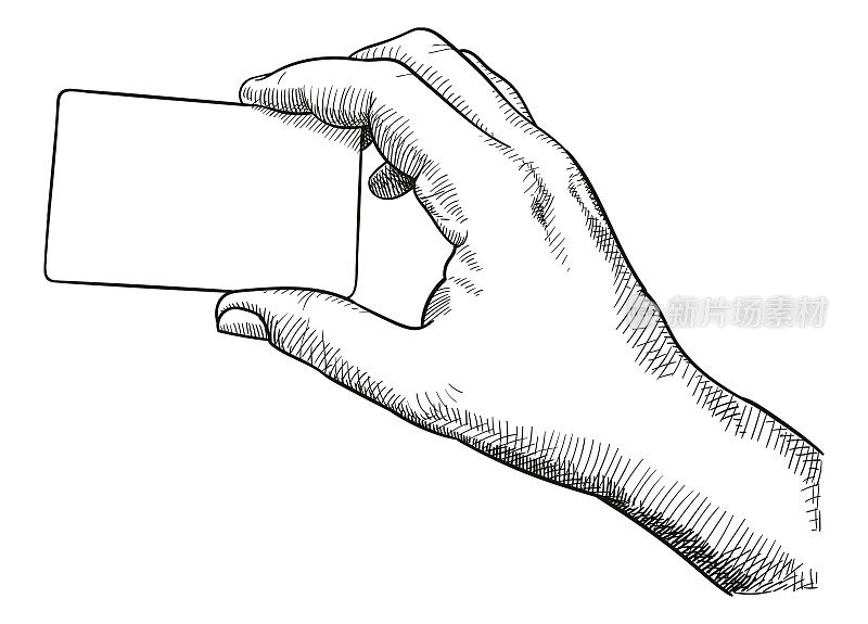 矢量绘图的手握信用卡或名片