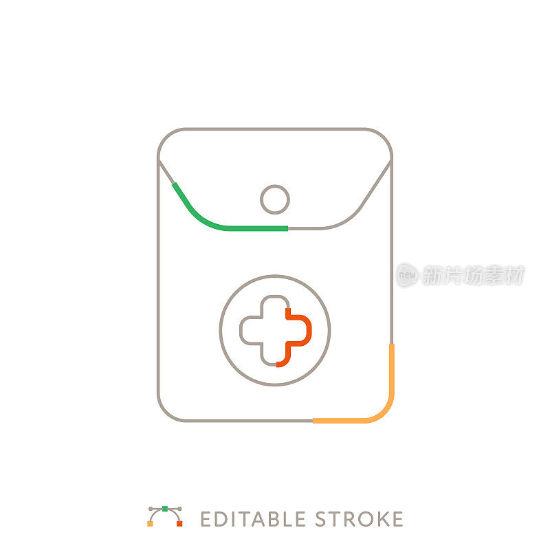 急救箱多色线图标与可编辑的Stroke