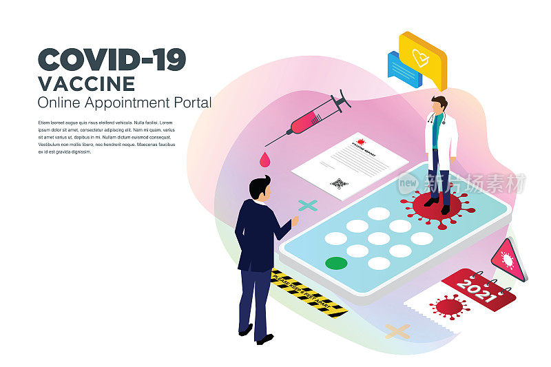 等距设计。冠状病毒或Covid-19。你可以在网上向医生提问。问号的象征。股票插图