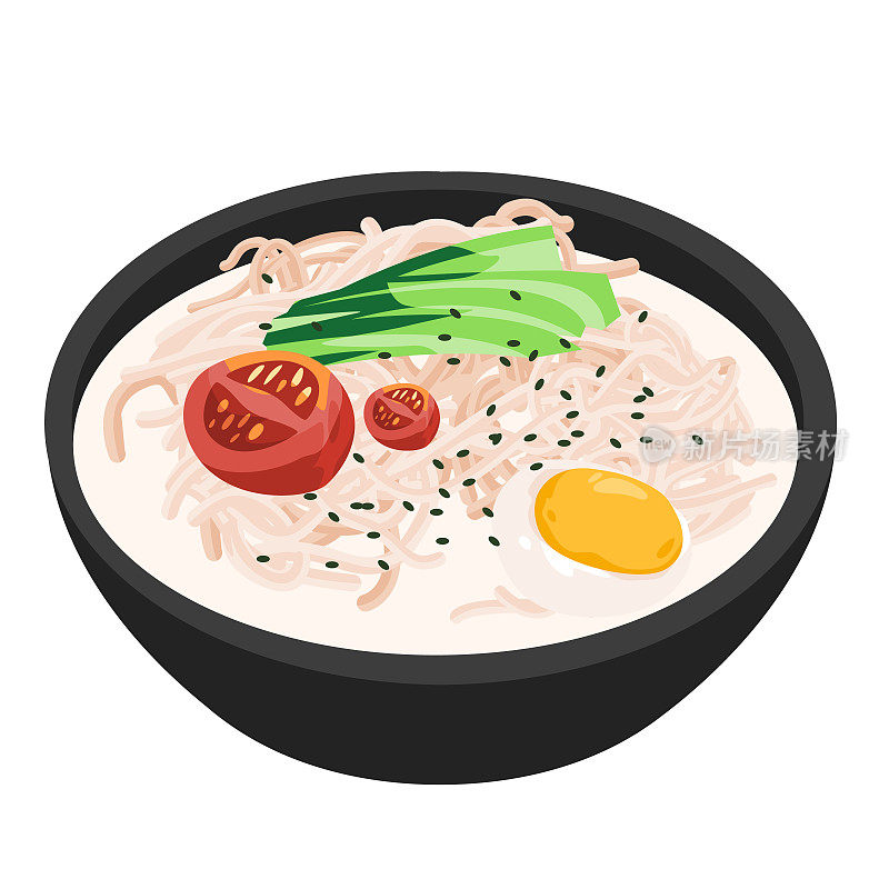 国菜是用传统的米粉、白豆浆、鸡蛋和蔬菜做成的碗画