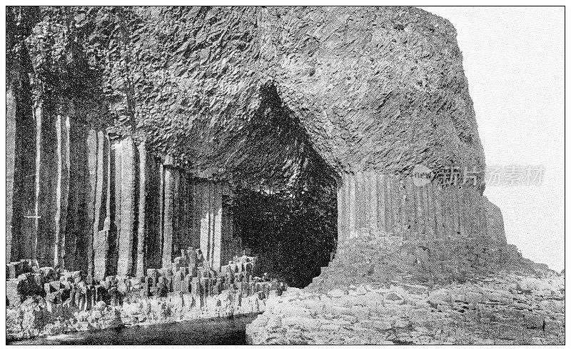 苏格兰古老的旅行照片:斯塔法岛，芬格尔洞穴