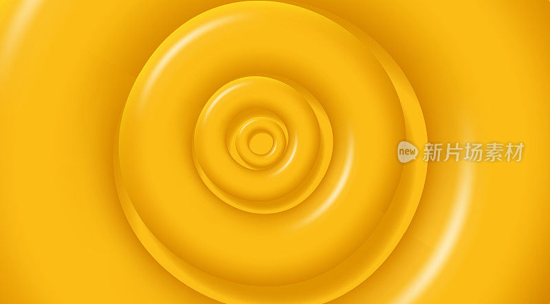 黄色抽象三维背景与圆形圆盘形状从中心旋转