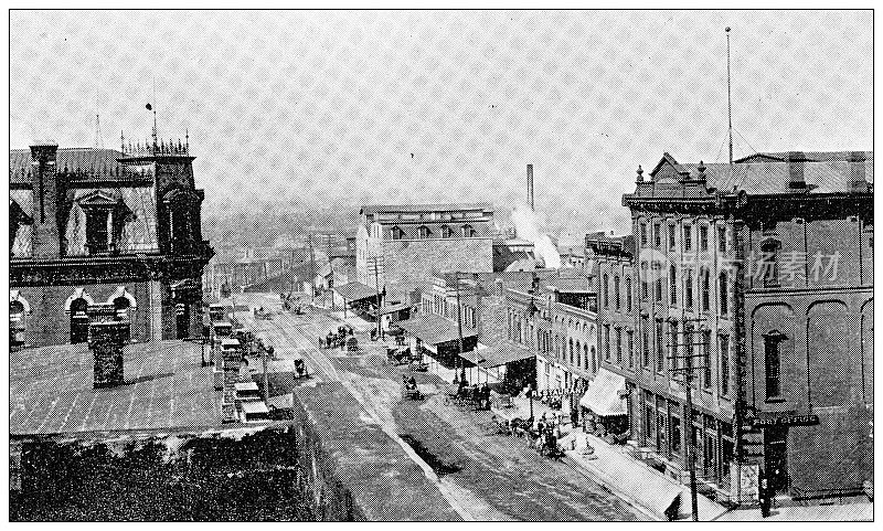 1898年来自堪萨斯州劳伦斯的古董照片:马萨诸塞街