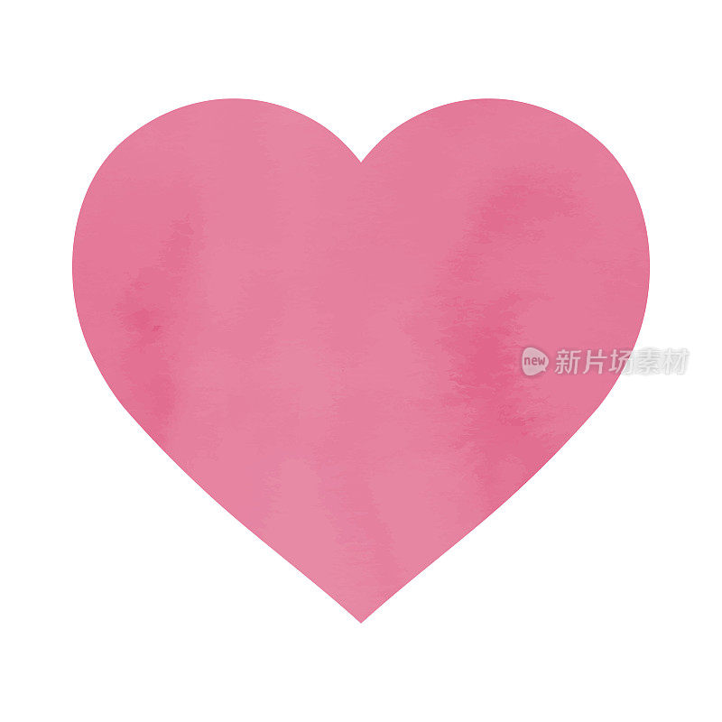 手绘水彩画P?nk心孤立在白色。设计元素的情人节，母亲节贺卡和标签。粉色笔触的抽象背景。