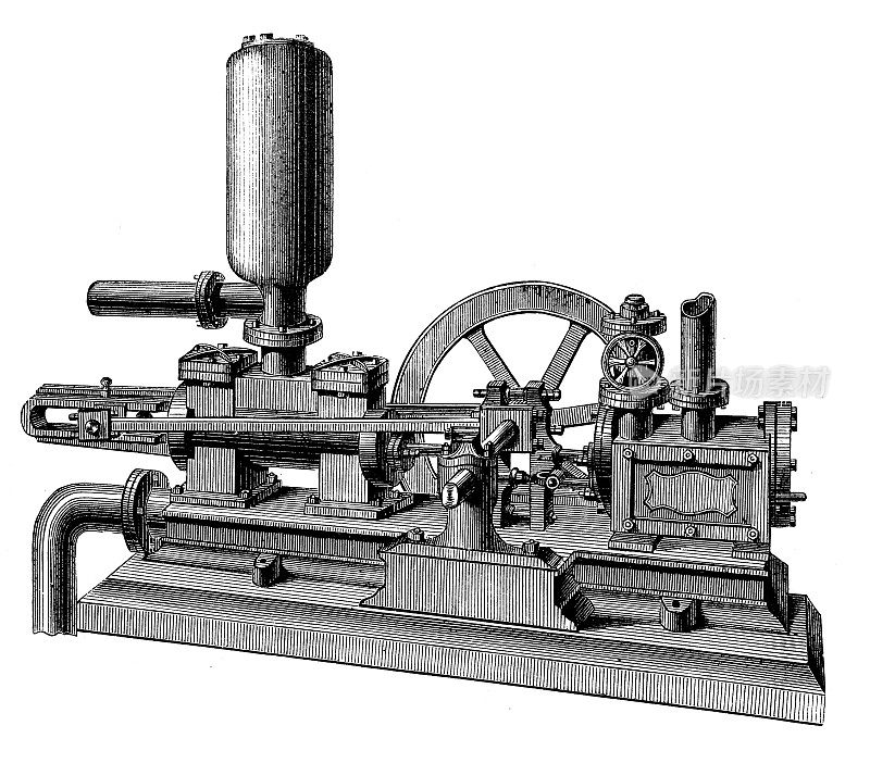 古董插图，应用力学和机器:劳特利奇泵