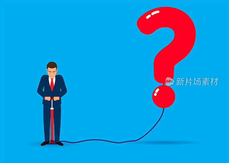 问号，一个人在问一个大问题?