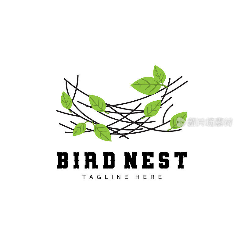 鸟巢标志设计，鸟屋矢量蛋，鸟树标志插画
