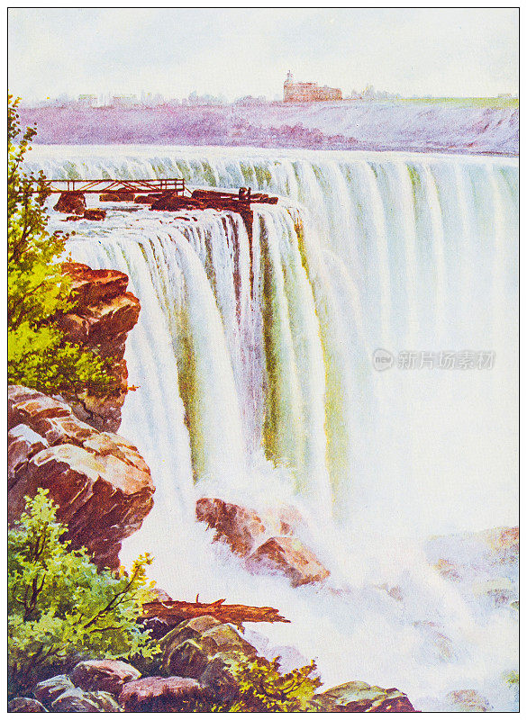 古色古香的自然色彩图像:尼亚加拉瀑布