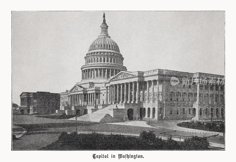 美国华盛顿特区国会大厦，半色调印刷，1899年出版