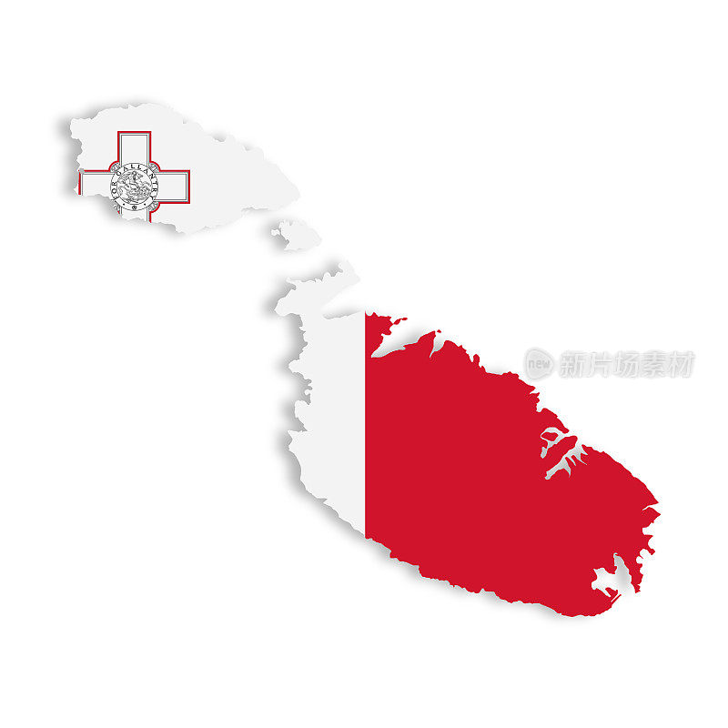 马耳他地图在白色背景与裁剪路径3d插图