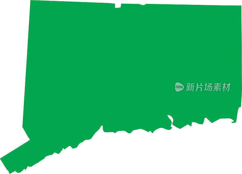 美国康涅狄格州的绿色CMYK彩色地图