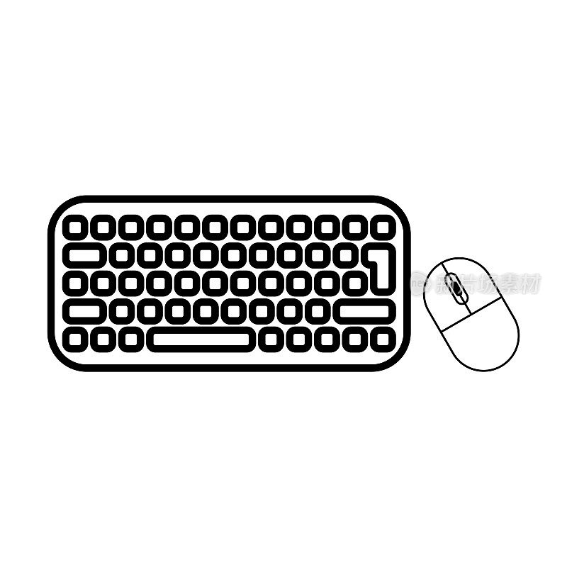 键盘和鼠标图标，键盘矢量，鼠标插图