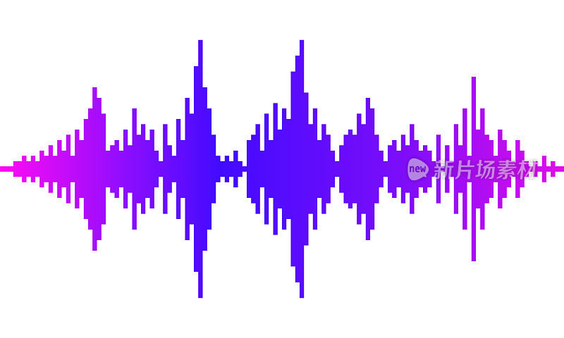 声波矢量。波作为音频均衡器隔离的背景。音频技术。脉冲音乐波形